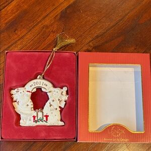 Lenox 2011 White and Gold Holiday Ornament with Red Accents